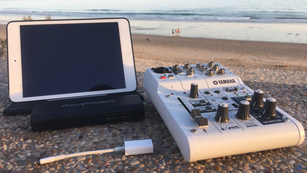 Joven congelador Al por menor Usa una interfaz de audio en el iPad para conectar instrumentos