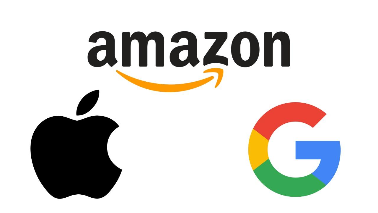 Logos Amazon, Google y Apple