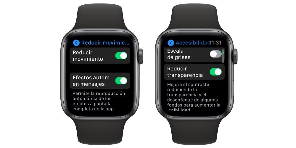 reducir movimiento y transparencias apple watch