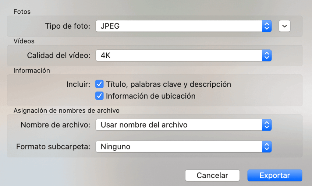 Exportar fotos Mac iCloud iPhone