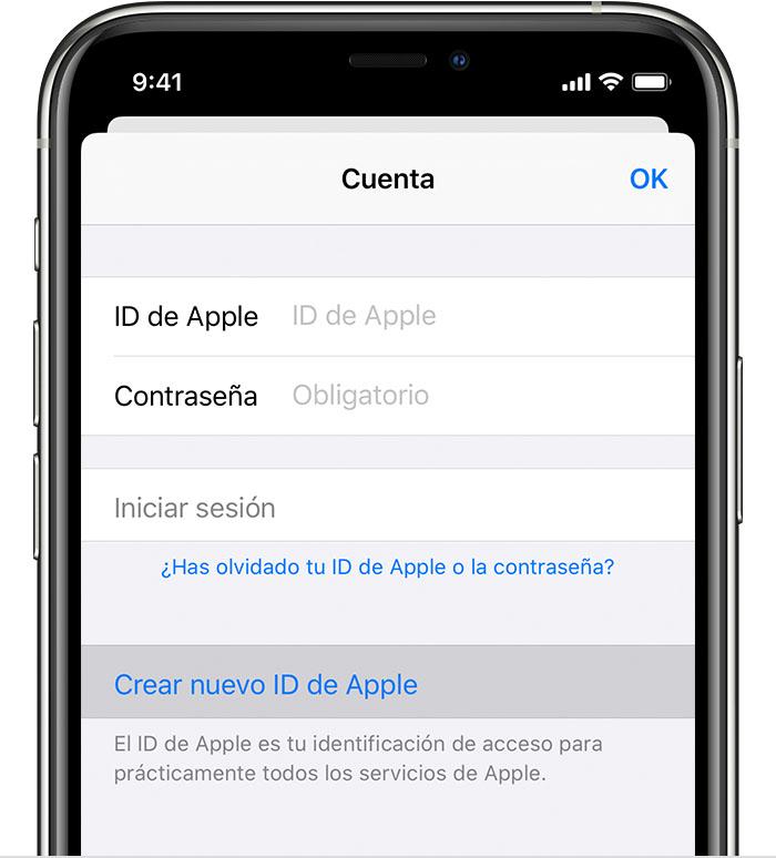 Crear ID de Apple configuración inicial
