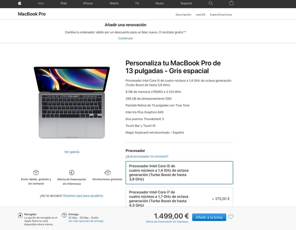 precios macbook pro 13 2020 apple