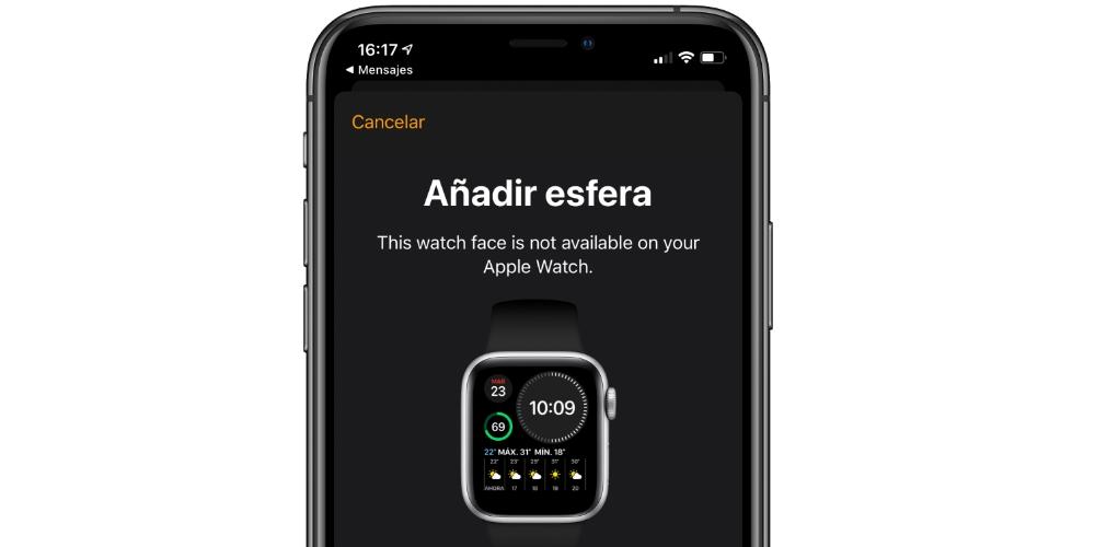 Esfera no compatible Apple Watch
