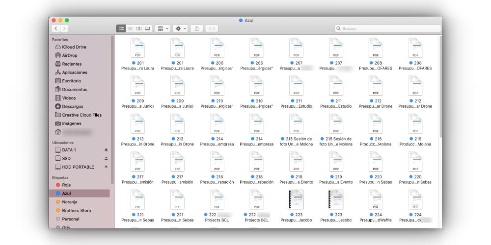Buscar etiquetas Mac Finder