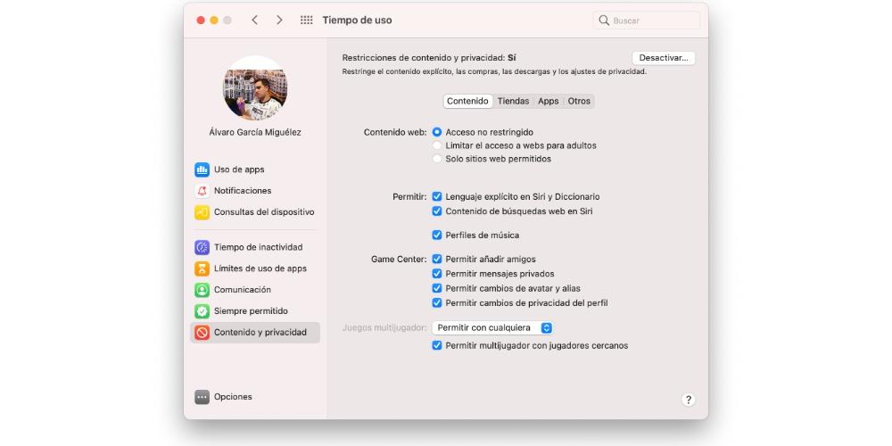 Privacidad Tiempo de Uso Mac