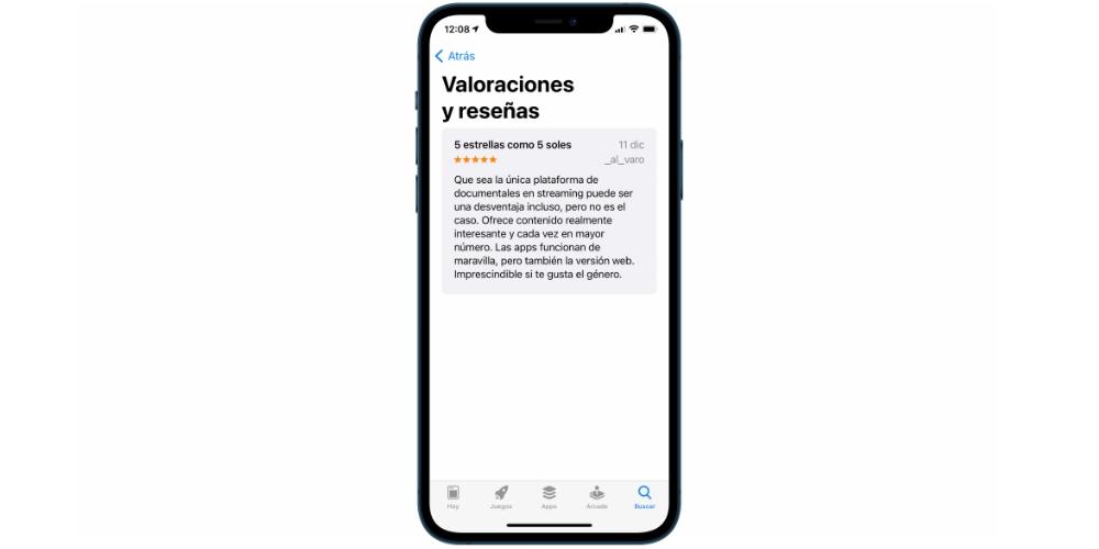 Reseña de app en App Store iPhone