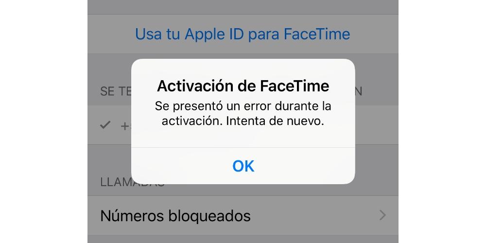 ошибка активации FaceTime
