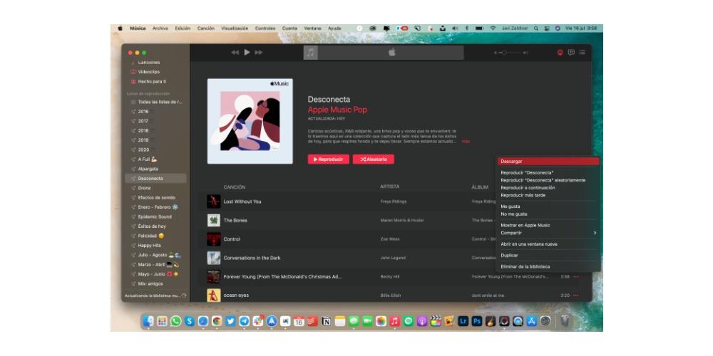 Descargar lista Apple Music en Mac
