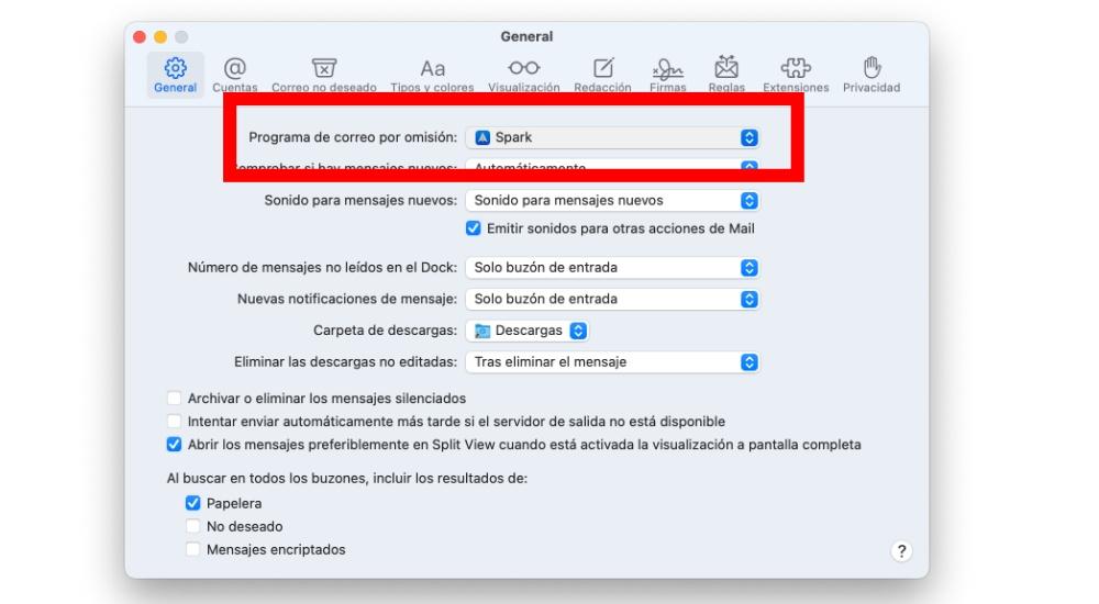 cambiar app nativa mail mac