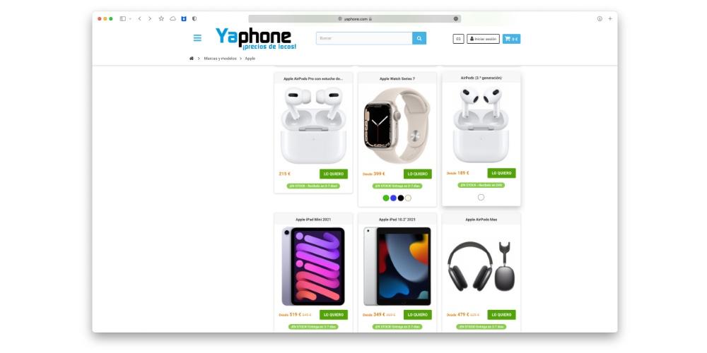 dispositivos apple en Yaphone