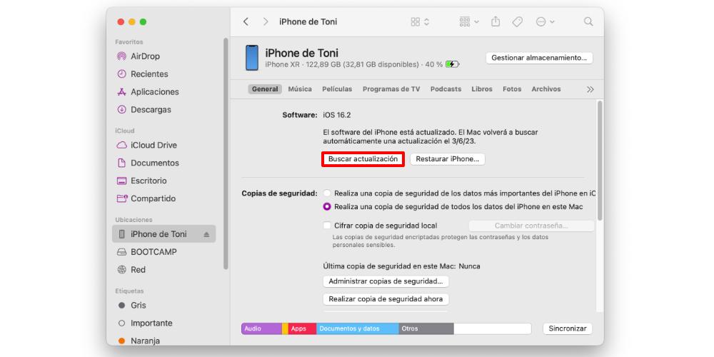 actualizar iphone mac