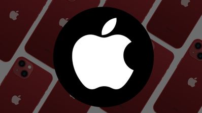 logotipo de apple sobre fondo difuminado de iPhone