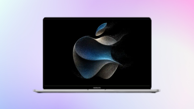 MacBook con logo del evento