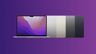 todos los colores de MacBook Air sobre fondo lila