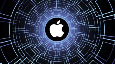 logotipo de apple sobre fondo azul inteligencia artificial