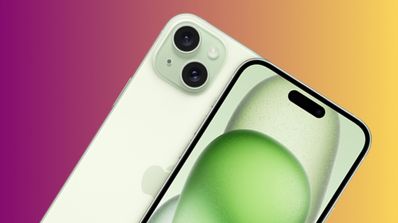 iphone 15 plus verde sobre fondo degradado