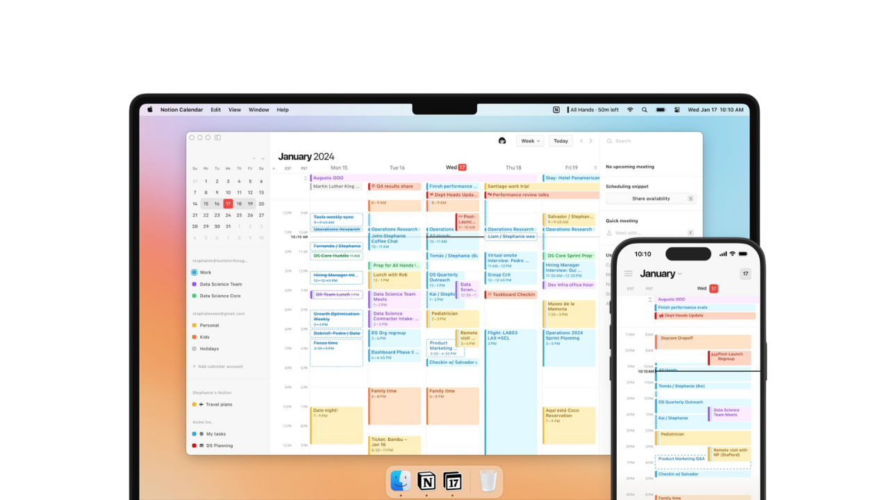 notion calendar Mac y iPhone