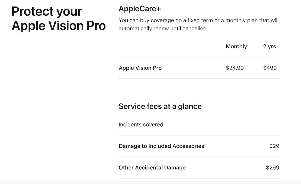 AppleCare+ Vision Pro