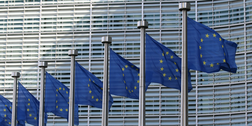 Banderas UE en el Parlamento Europeo
