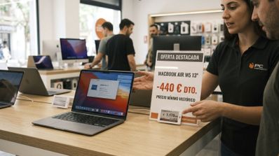 Oferta del Macbook Air M5 13" en PcComponentes | Representación de tienda no oficial generada por IA