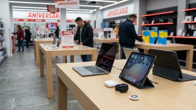 Ilustración de productos Apple en tienda de MediaMarkt | Imagen no oficial