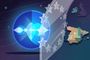 Ilustración conceptual que muestra el icono de Siri bloqueado por una barrera de estrellas de la Unión Europea frente a un mapa de España.