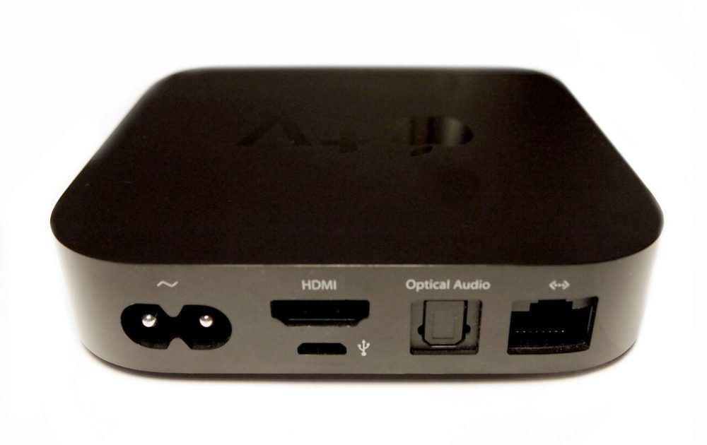 Parte trasera del Apple TV 2ª generación mostrando puertos y conexiones