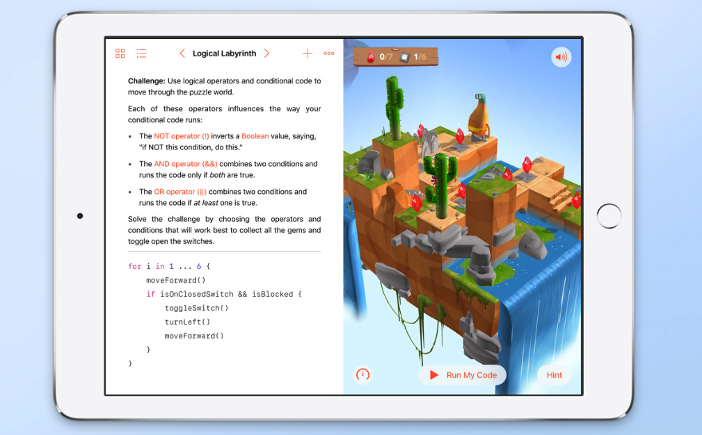 Swift Playgrounds en iPad