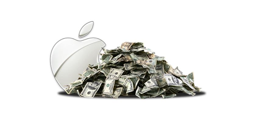 Logo de Apple junto a dólares