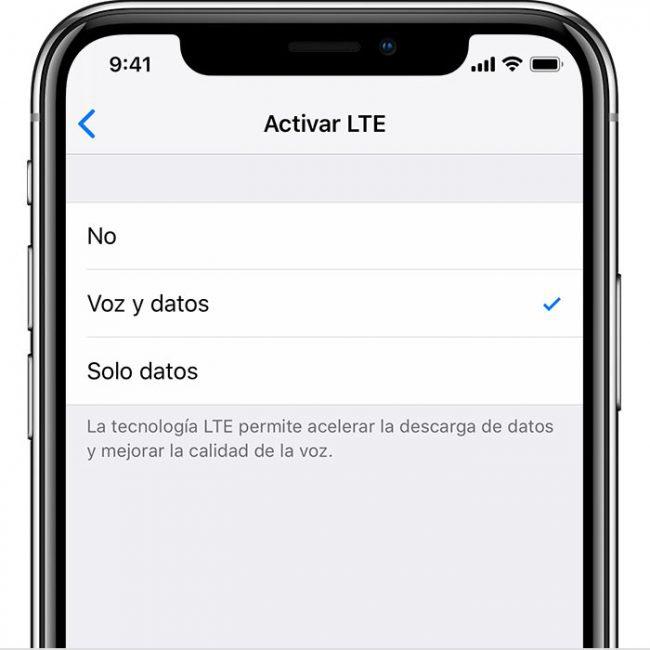 iOS 12 iPhone opciones LTE