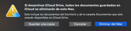 Desactiva iCloud Drive