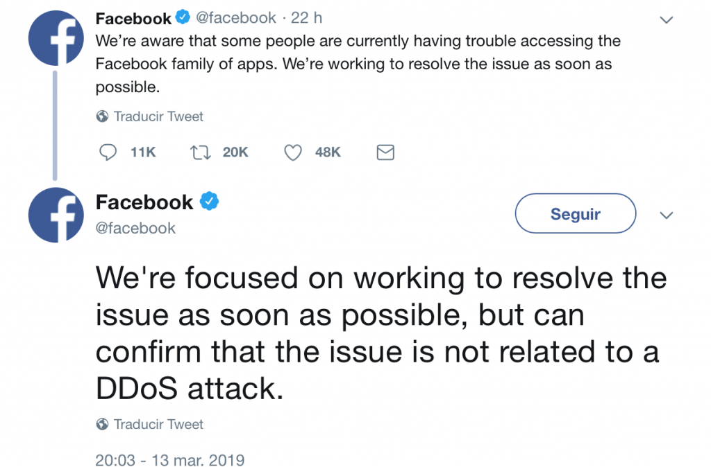 Facebook caída