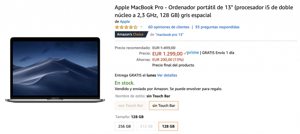 oferta MacBook Pro amazon
